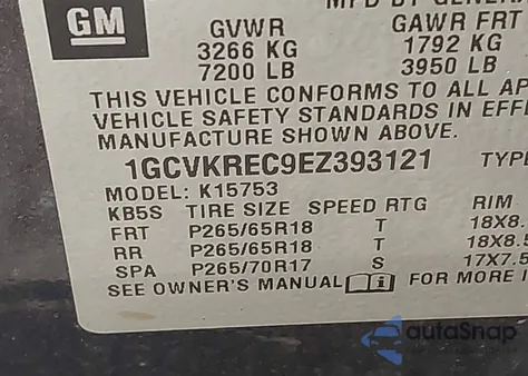 2014 Chevrolet Silverado 1500 2Lt z USA, uszkodzony, nr VIN 1GCVKREC9EZ393121